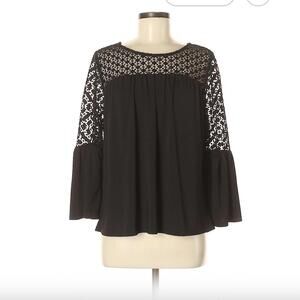 White House Black Market Black 3/4 Sleeve Top Size M